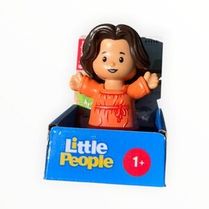Fisher-Price Little People Girl Figure Brown Hair Orange Dress JCC48 JBD47 NEW